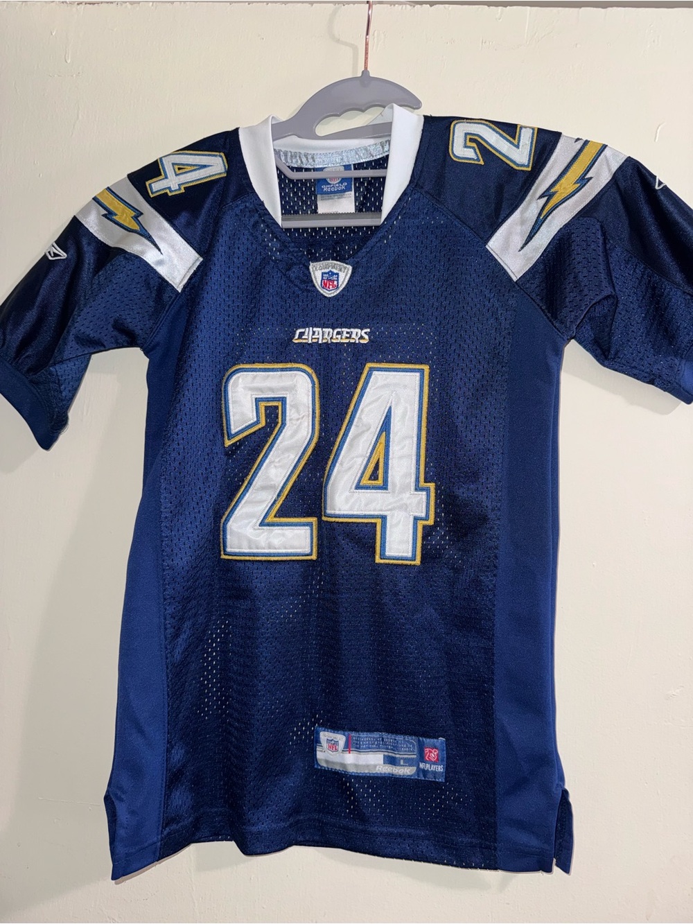 Reebok Boys Navy Blue Chargers #24 Football Jersey